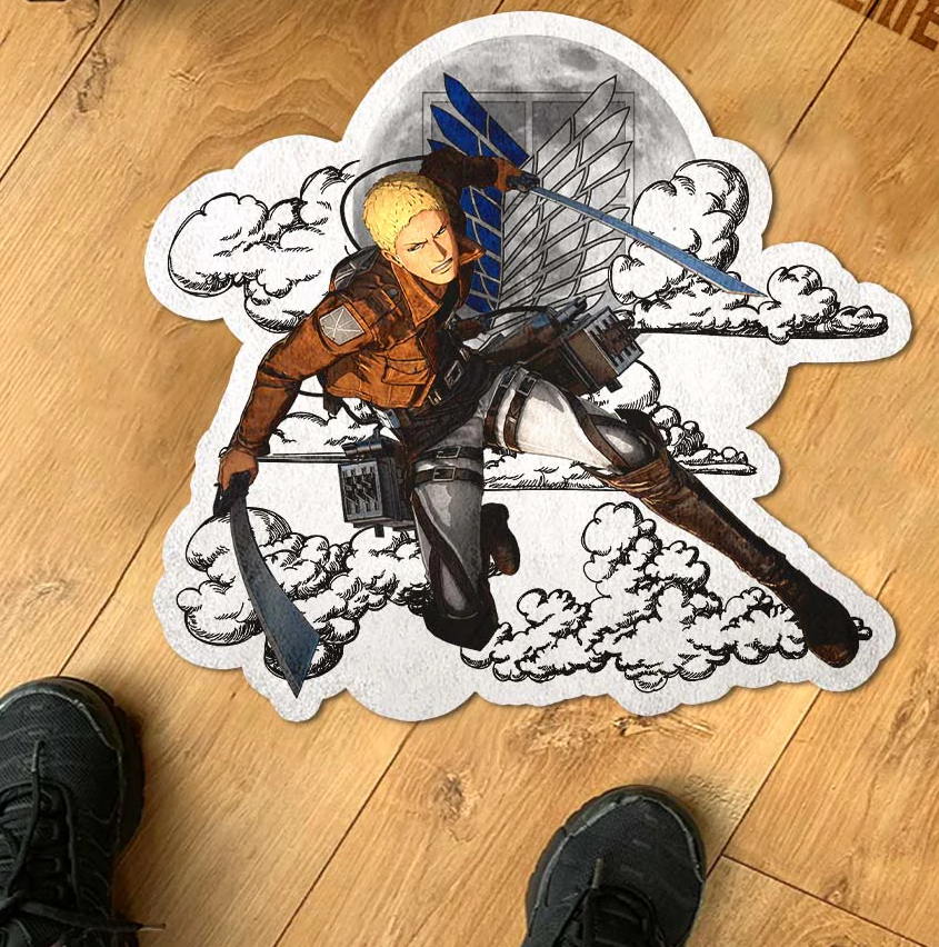 Reiner Braun Shaped Rug Custom Moon Clouds Attack On Titan