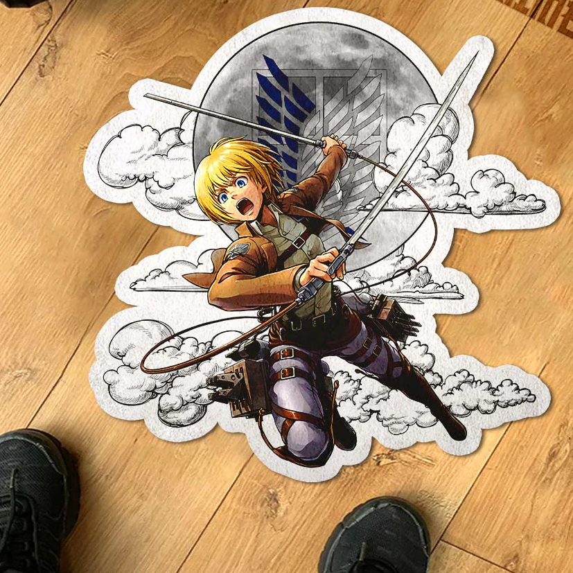 Armin Arlert Shaped Rug Custom Moon Clouds Attack On Titan