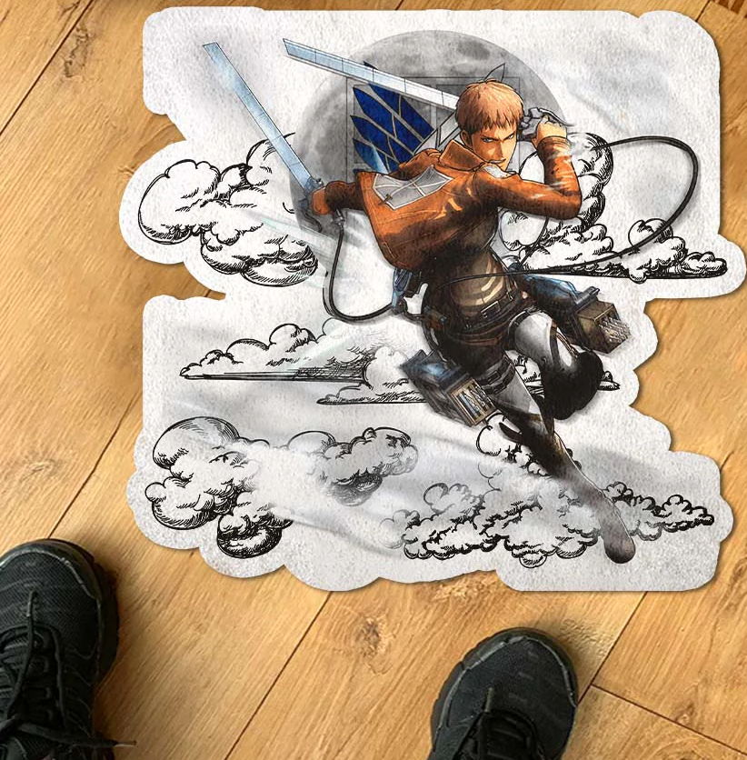 Jean Kirstein Shaped Rug Custom Moon Clouds Attack On Titan