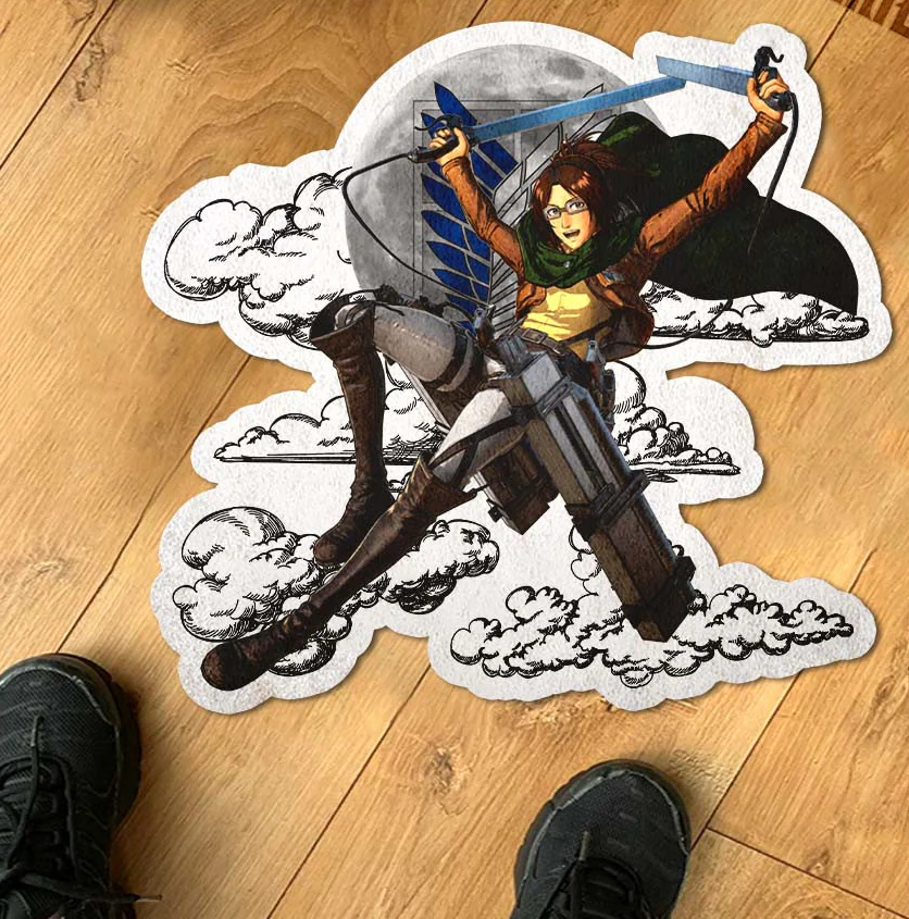 Hange Zo� Shaped Rug Custom Moon Clouds Attack On Titan