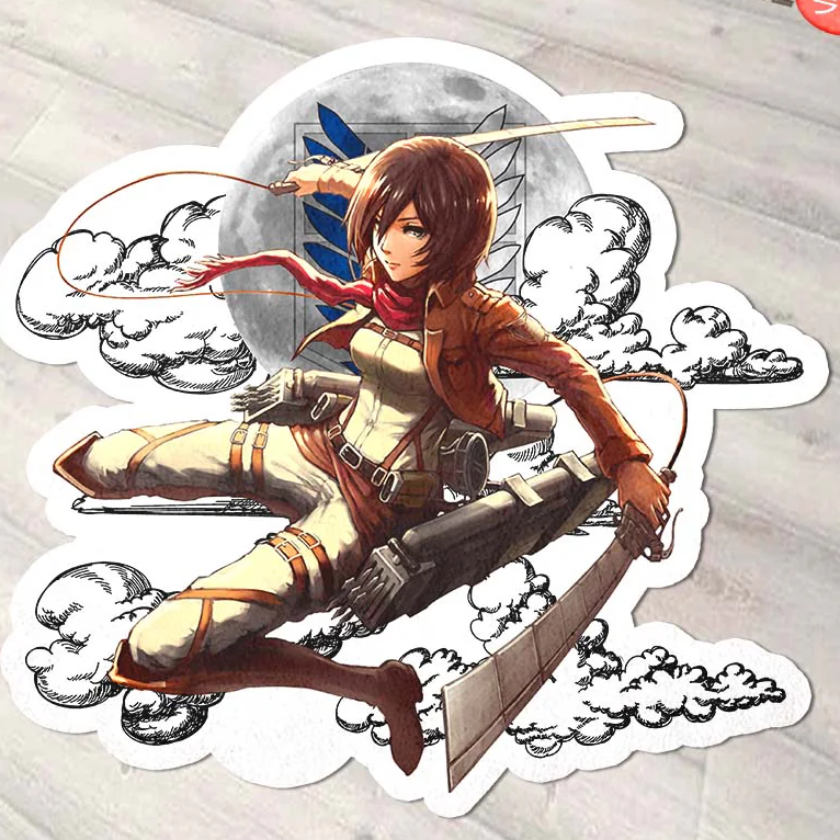 Mikasa Ackerman Shaped Rug Custom Moon Clouds Attack On Titan