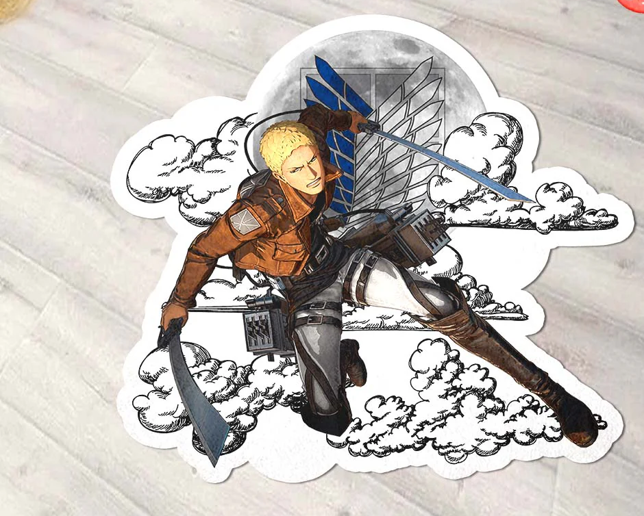 Reiner Braun Shaped Rug Custom Moon Clouds Attack On Titan