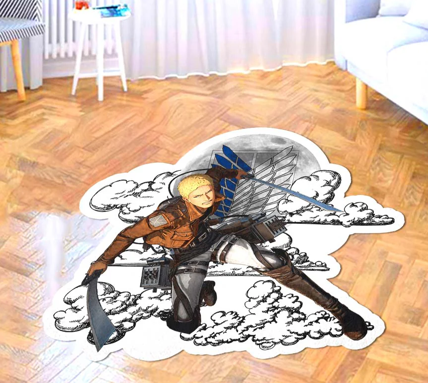 Reiner Braun Shaped Rug Custom Moon Clouds Attack On Titan