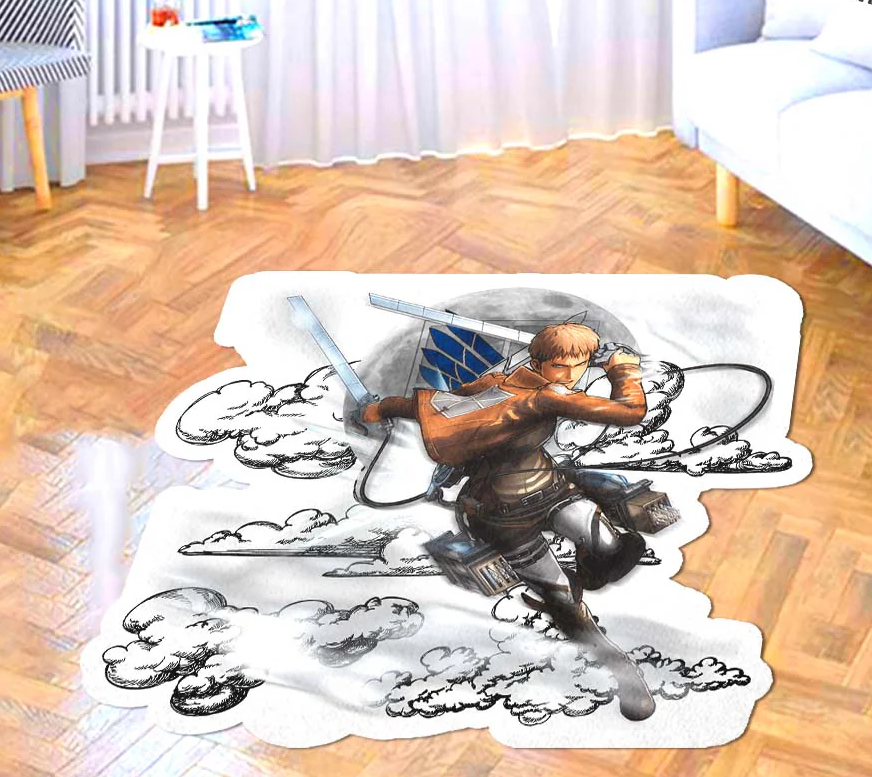 Jean Kirstein Shaped Rug Custom Moon Clouds Attack On Titan