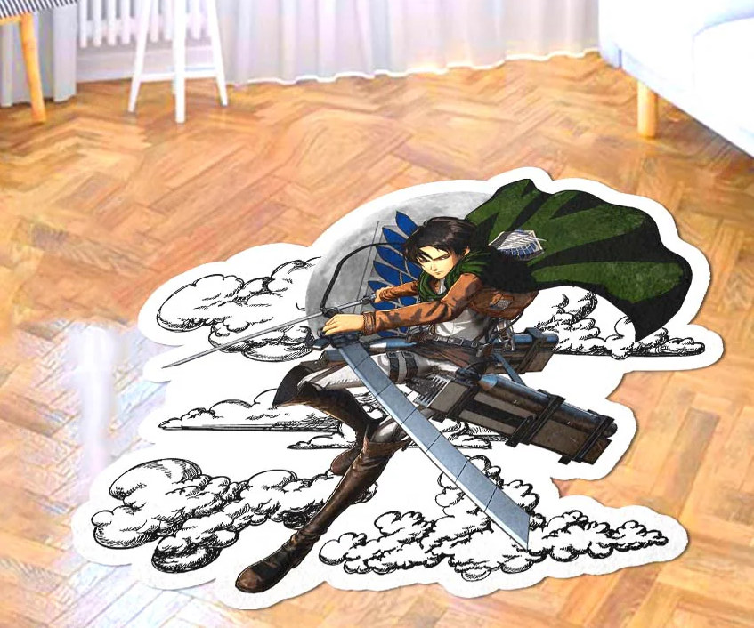 Levi Ackerman Shaped Rug Custom Moon Clouds Attack On Titan