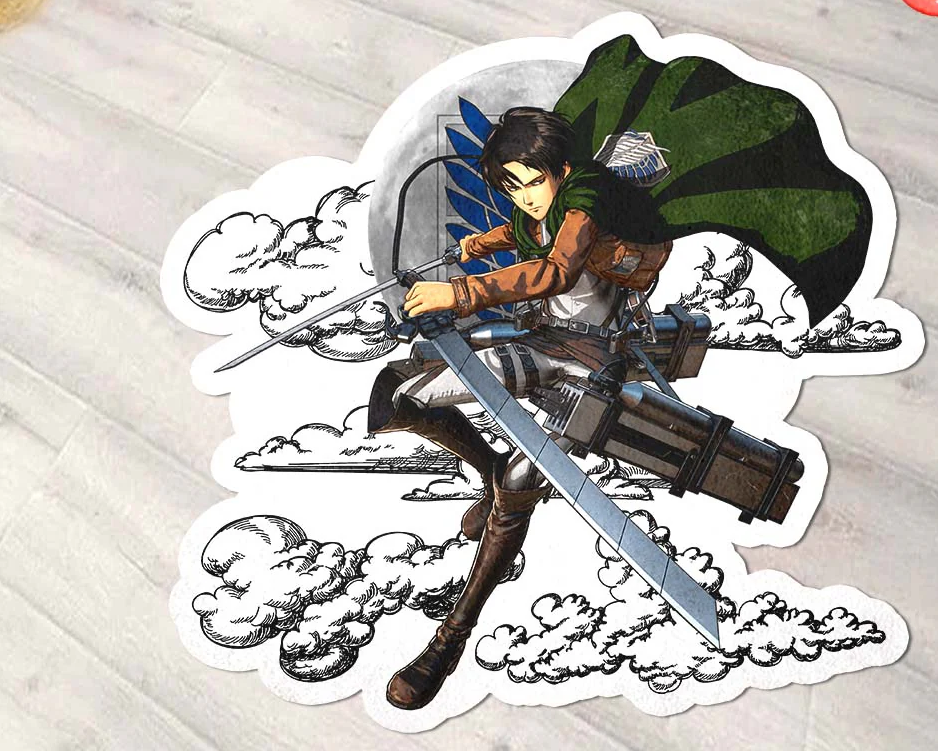 Levi Ackerman Shaped Rug Custom Moon Clouds Attack On Titan