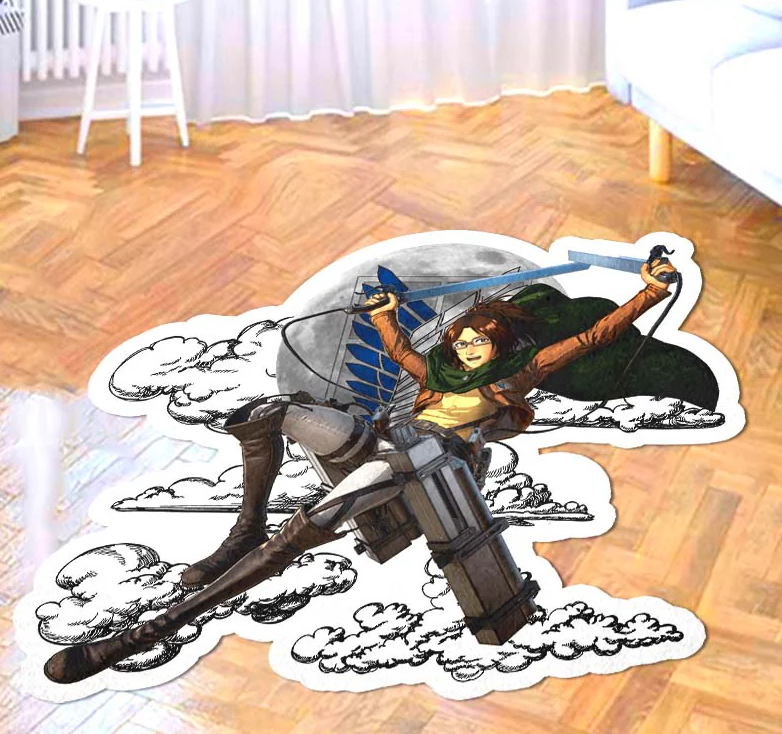 Hange Zo� Shaped Rug Custom Moon Clouds Attack On Titan