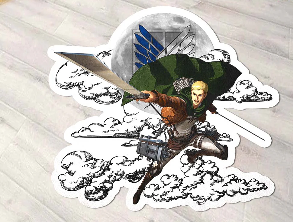 Erwin Smith Shaped Rug Custom Moon Clouds Attack On Titan