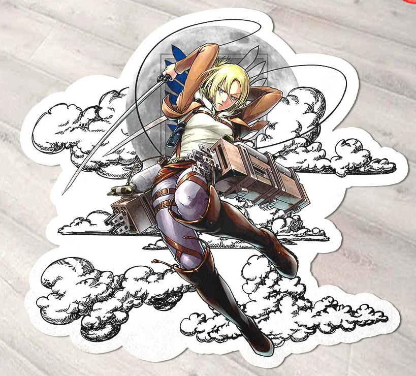 Annie Leonhart Shaped Rug Custom Moon Clouds Attack On Titan