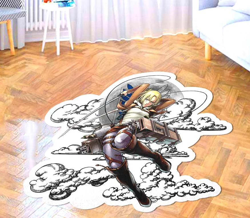 Annie Leonhart Shaped Rug Custom Moon Clouds Attack On Titan