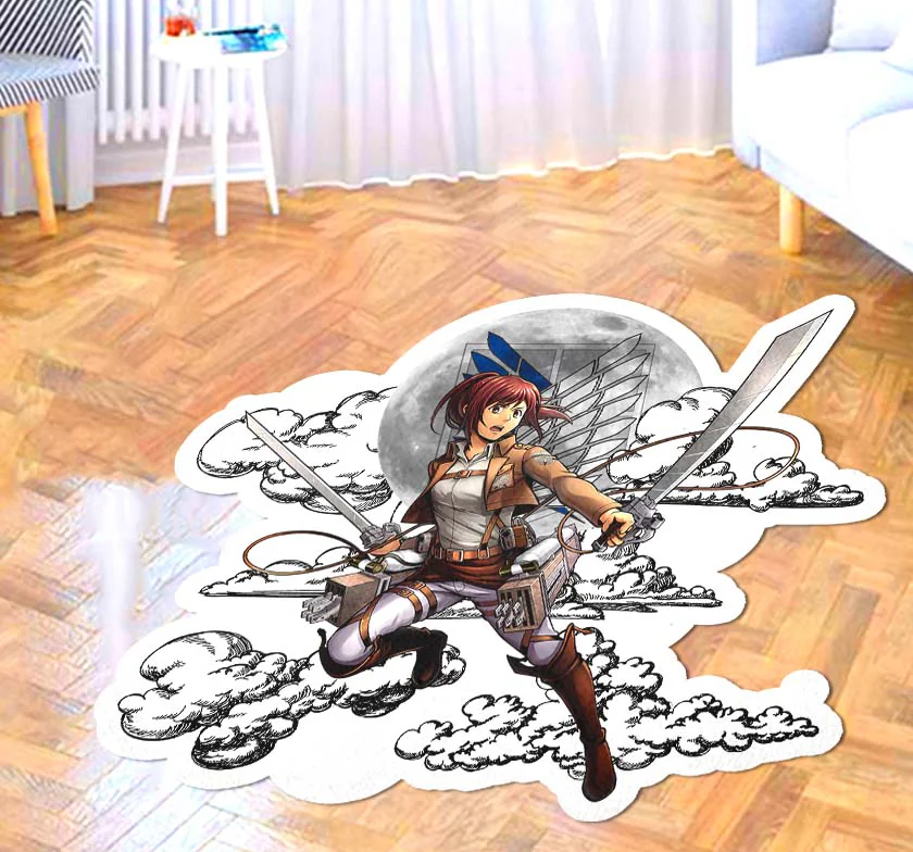 Sasha Blouse Shaped Rug Custom Moon Clouds Attack On Titan