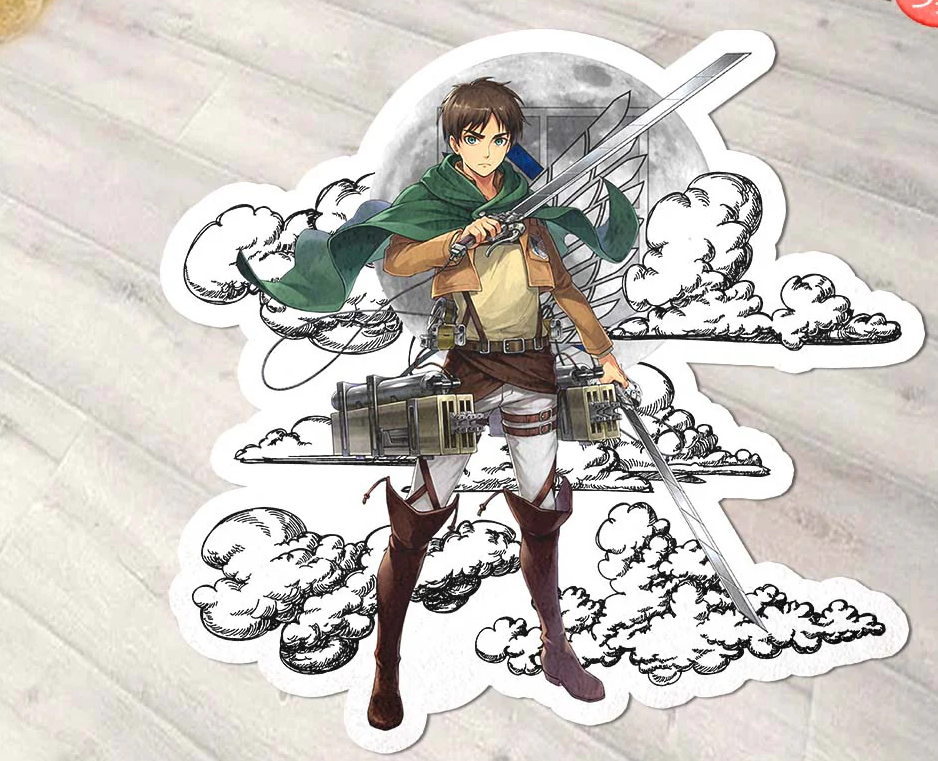 Eren Yeager Shaped Rug Custom Moon Clouds Attack On Titan