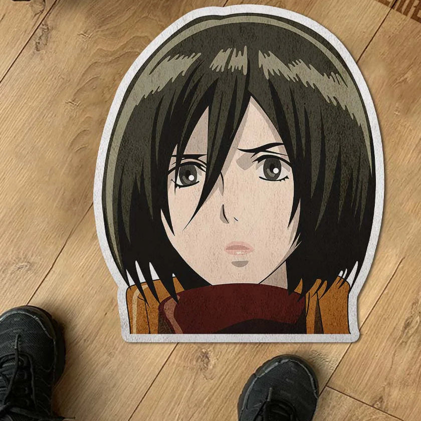 Mikasa Ackerman Shaped Rug Custom Attack On Titan