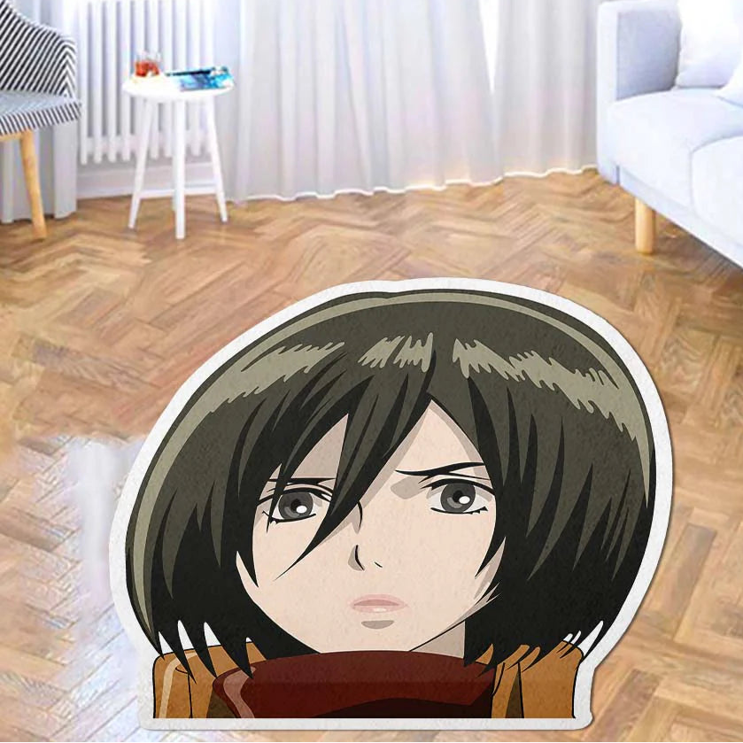 Mikasa Ackerman Shaped Rug Custom Attack On Titan