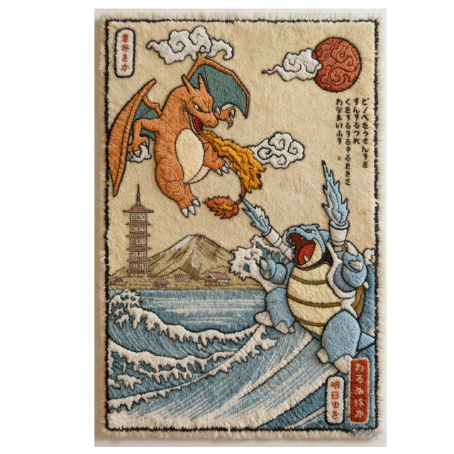 Charizard vs Blastoise Battle Rug
