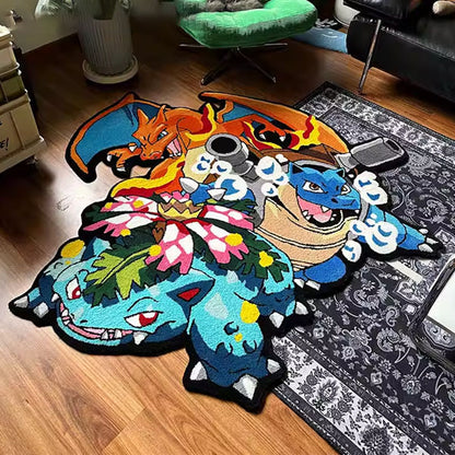 Pokémon Rugs – Bulbasaur, Charizard & Squirtle – otakurug