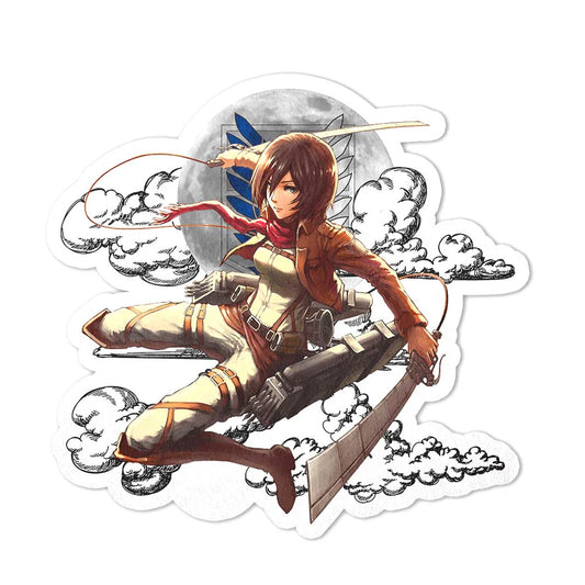 Mikasa Ackerman Shaped Rug Custom Moon Clouds Attack On Titan