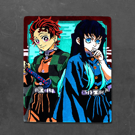Demon Slayer Rug – Tanjiro & Muichiro Design