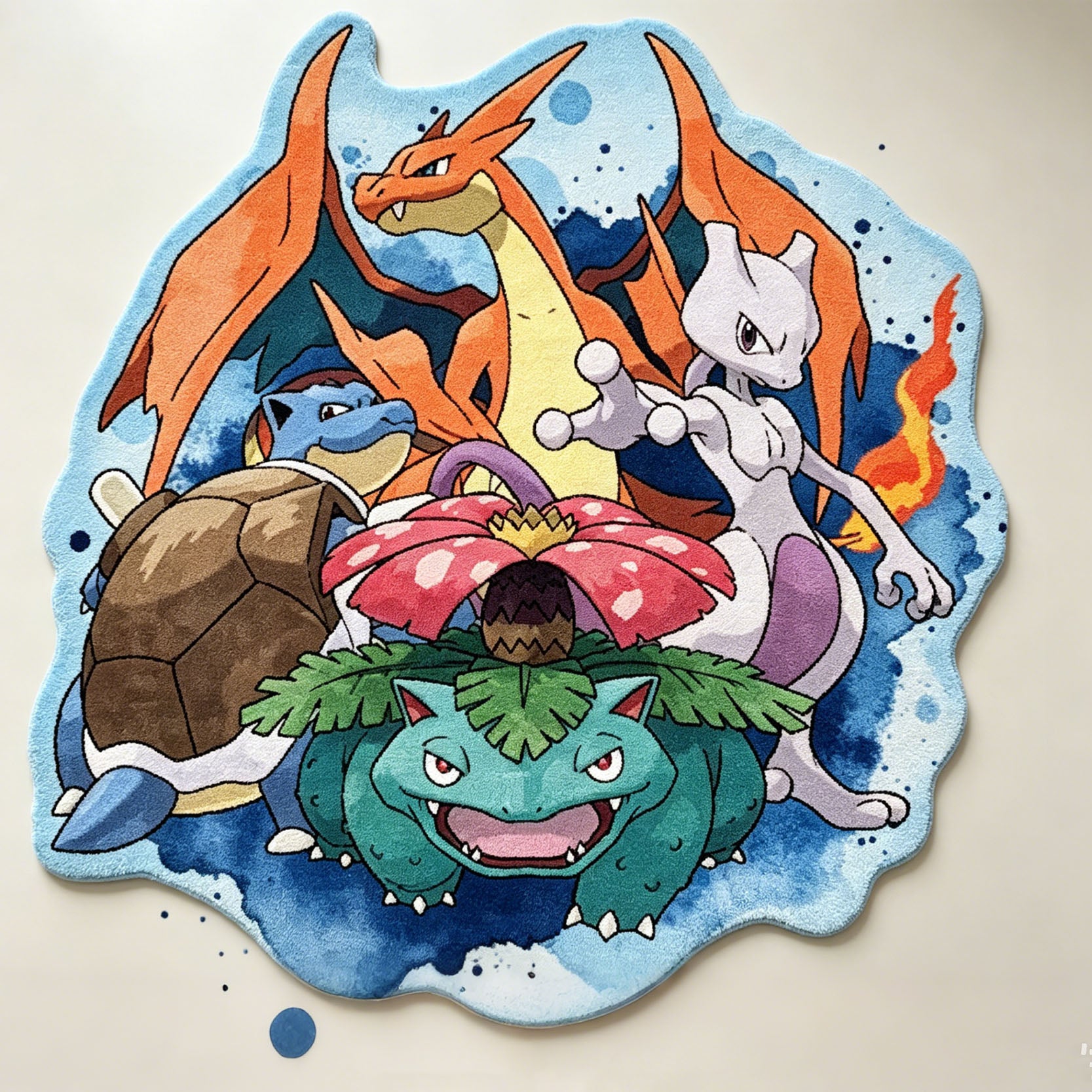Mewtwo Skeleton Rug Charizard Blastoise Venusaur & Mewtwo Rug – otakurug