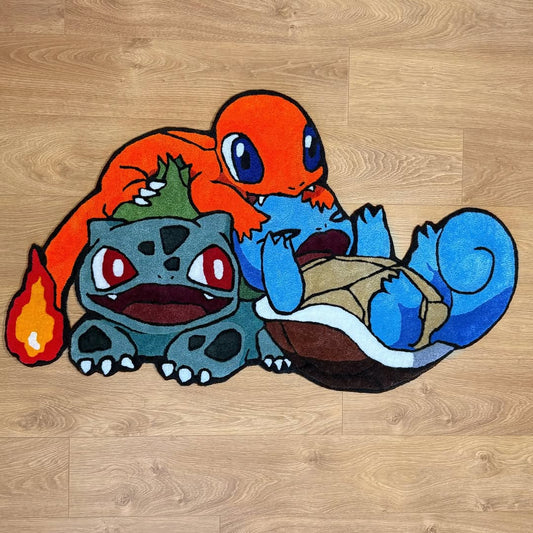 Bulbasaur, Squirtle & Charmander - Joyful Frolicking Rug